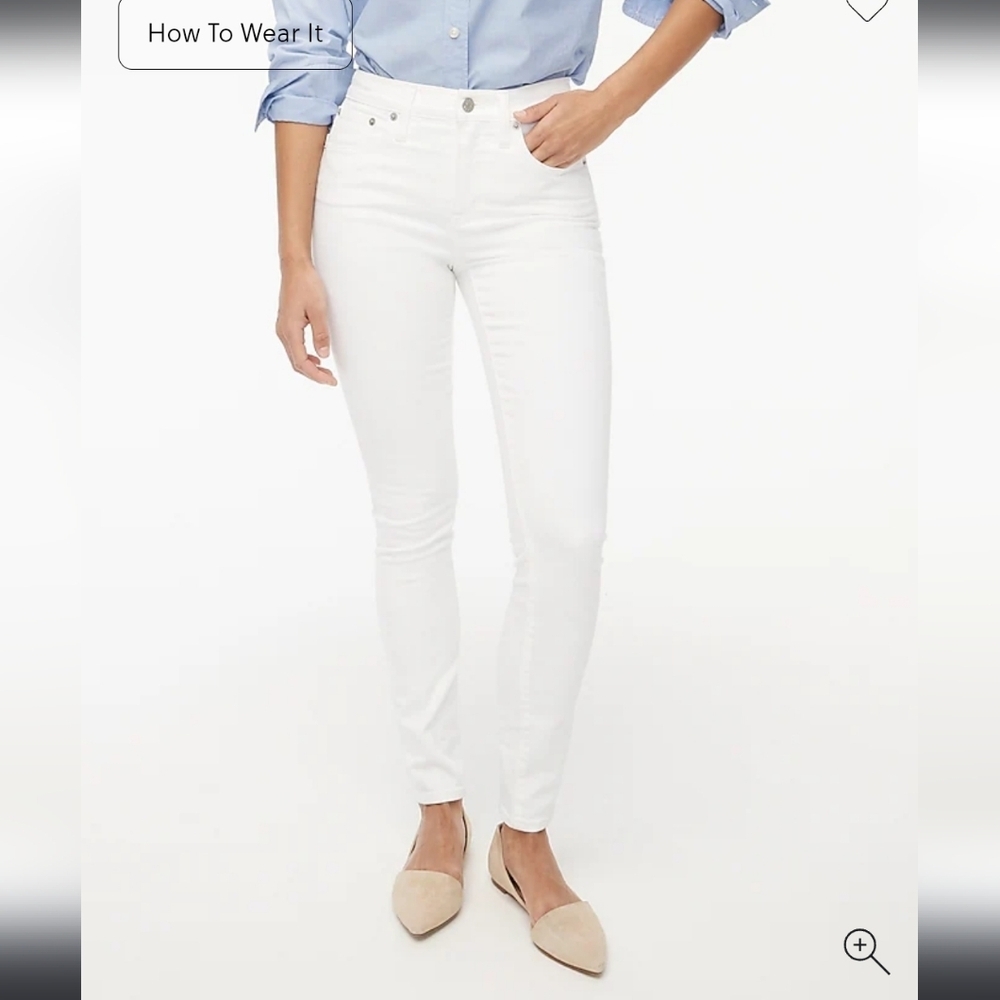 J Crew Factory 9" mid-rise white skinny jean in signature stretch AW383